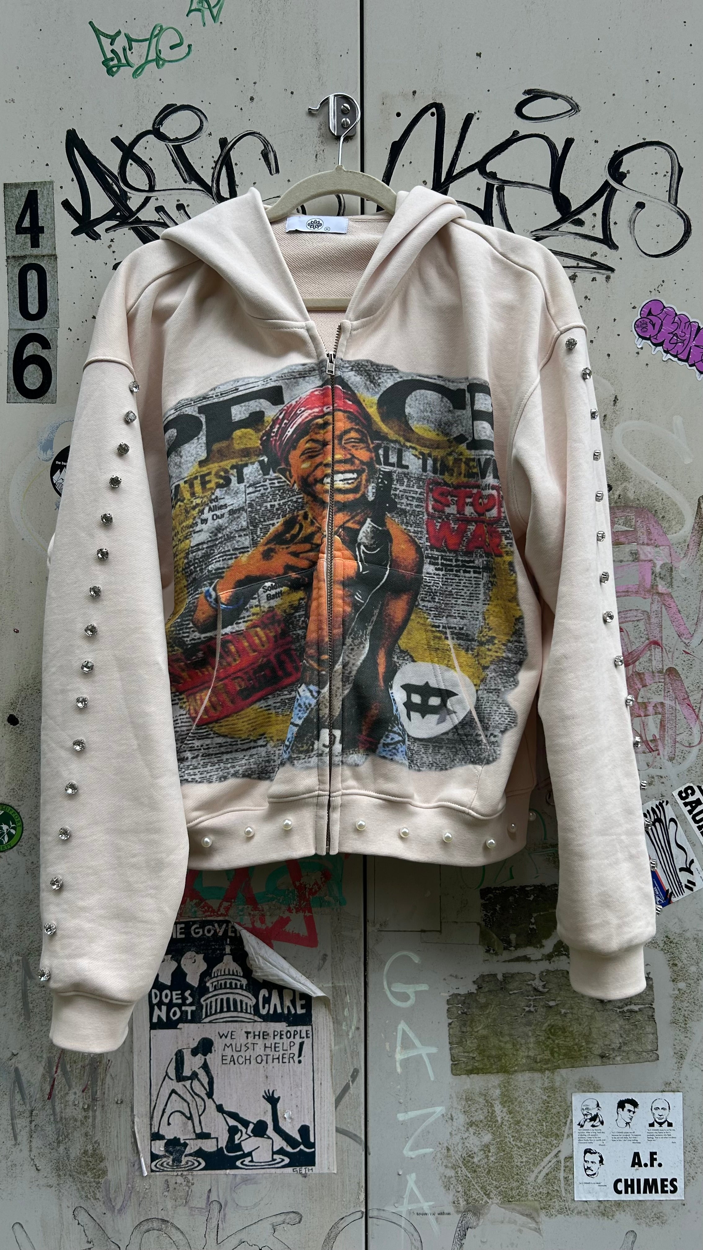 PEACE ZIP UP CREAM