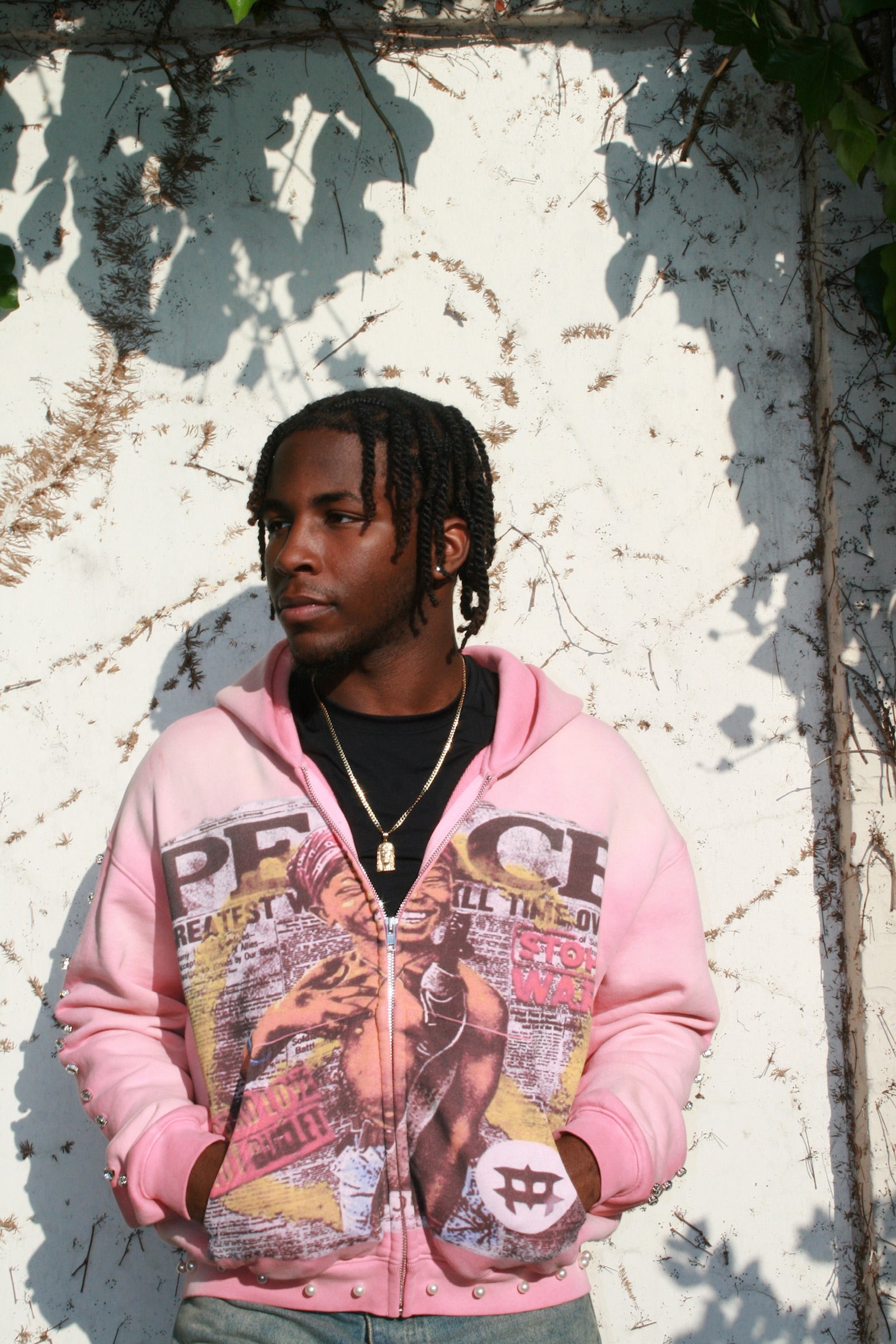 PEACE ZIP UP PINK