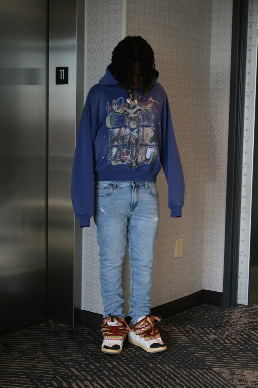 CROSS HOODIE BLUE