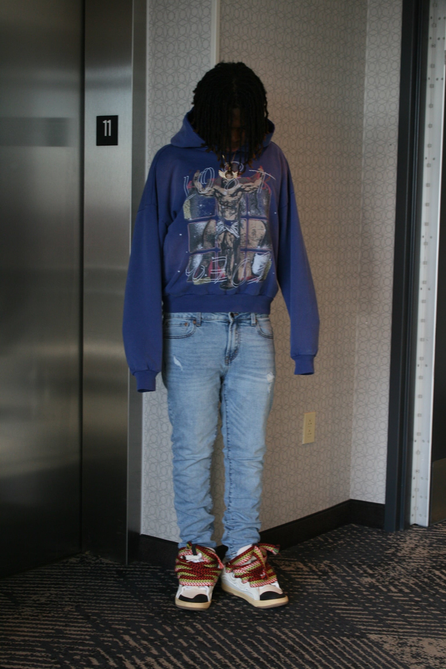 CROSS HOODIE BLUE