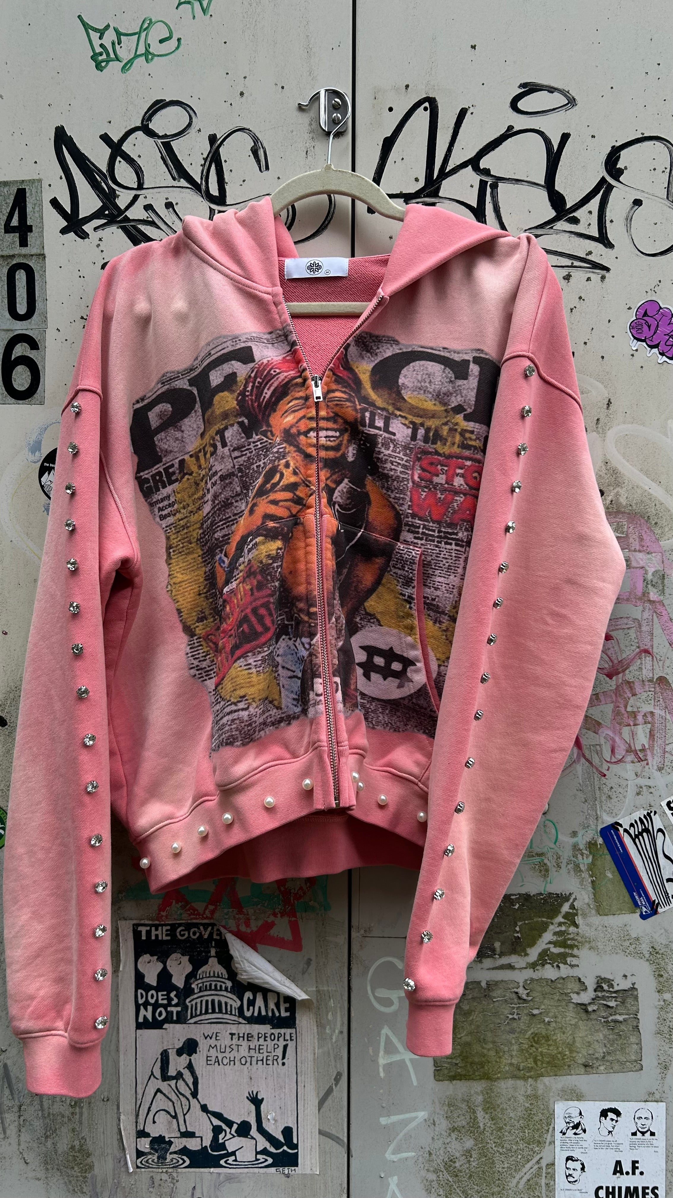 PEACE ZIP UP PINK